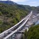 An aerial views shows a part of the new highway connecting the city of Bar on Montenegros Adriatic coast to landlocked neighbour Serbia, (Bar-Boljare highway) on May 11, 2021, near Matesevo, which is being constructed by China Road and Bridge Corporation (CRBC), the large state-owned Chinese company.